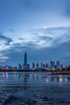 深圳湾城市建筑夜景