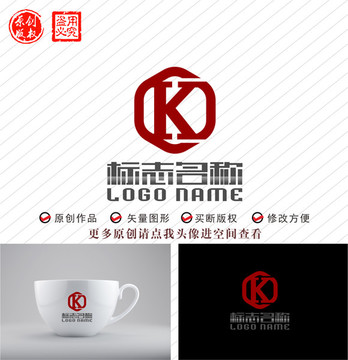 K字母KD标志装饰logo