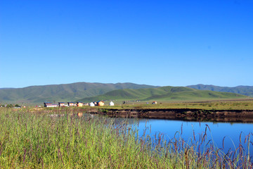 蒙古包 帐篷 高原河流