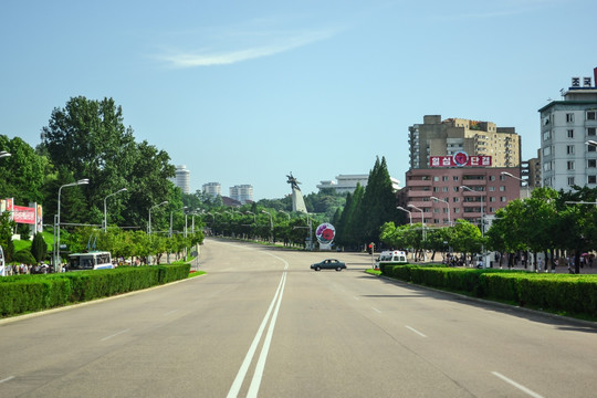 朝鲜平壤的道路