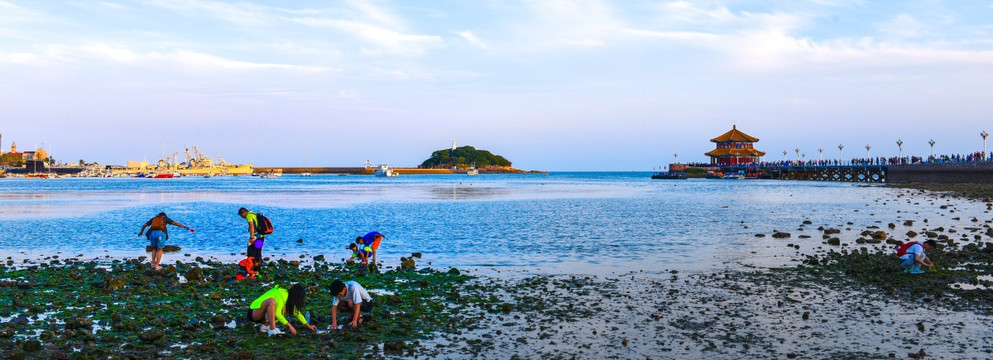 青岛栈桥风光全景