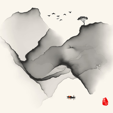 水墨画 意境水墨山水