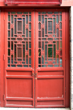 四合院家门中国传统双扇门