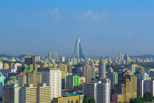 朝鲜平壤城市天际线景色