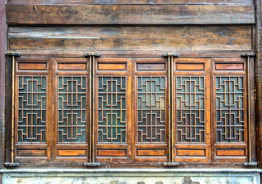 古建筑雕花木窗