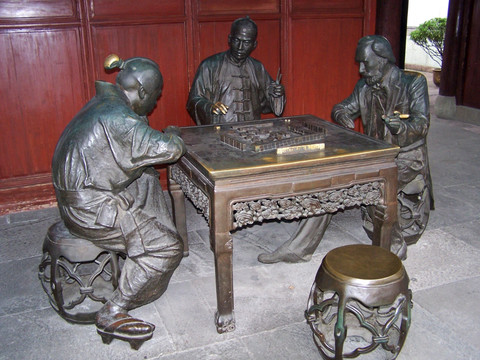 三缺一 打麻将 打麻将雕塑