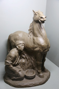 古代驿站兽医雕像