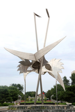 不锈钢雕雕塑巨型仙鹤