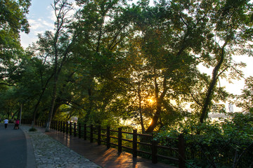 夕阳下的健身步道