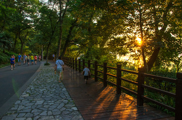 夕阳下的健身步道