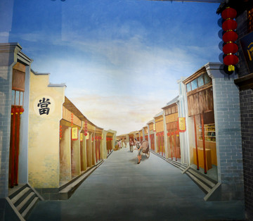 古代街道 临清博物馆壁画
