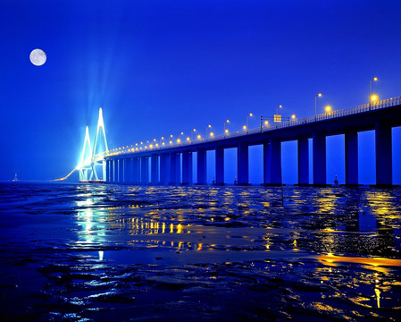 杭州湾跨海大桥夜景