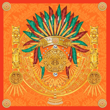 印第安丝巾图案设计 羽毛方巾
