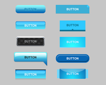 多种样式蓝色按钮素材