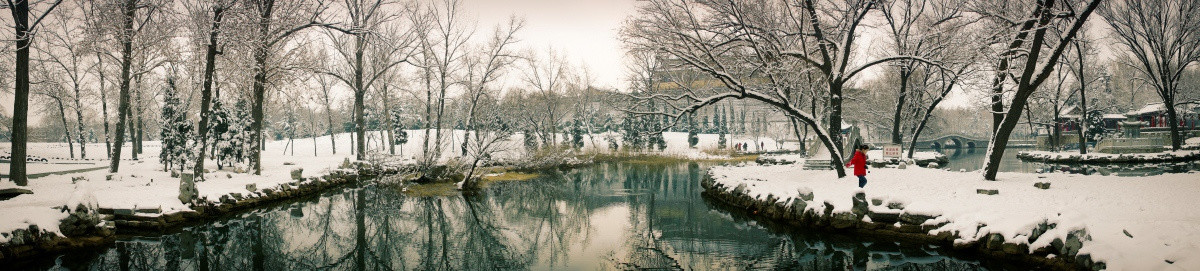 风景画 雪景公园