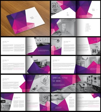 横板紫色炫彩企业宣传画册模板