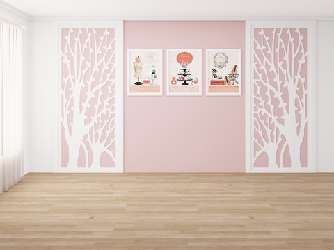 粉色梦幻背景墙 简约时尚不分层