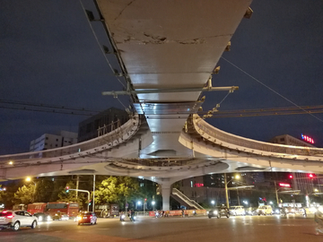 城市夜景 过街桥 交通
