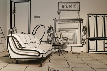 白色沙发花开富贵造型