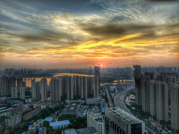 城市日落夕阳