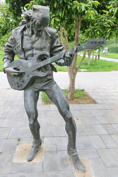 铜雕摇滚吉他乐手雕像
