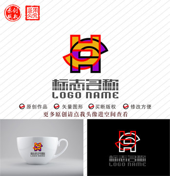 HY字母YH标志S铜钱logo