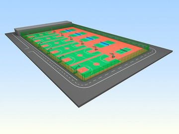 篮球场效果图羽毛球场效果图