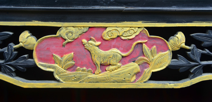 中式家具传统金漆木雕 老虎
