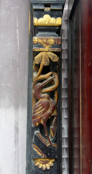 中式家具传统金漆木雕 仙鹤