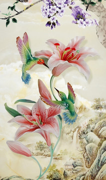 新中式鸟语花香浮雕图 分图层