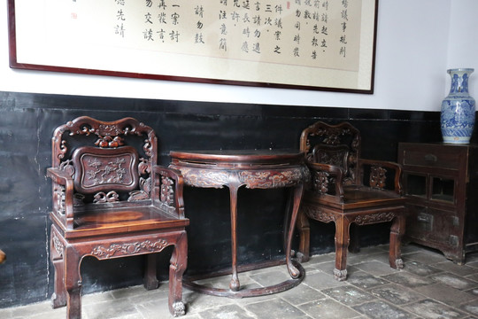 中国商会清朝客厅 红木椅茶几
