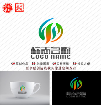 GM绿叶飞鸟食品环保logo