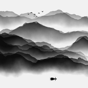 水墨群山 水墨山水