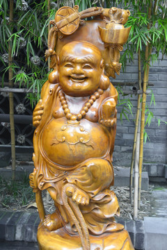黄杨木雕佛像 弥勒佛雕塑