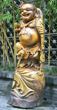 黄杨木雕佛像 弥勒佛雕塑