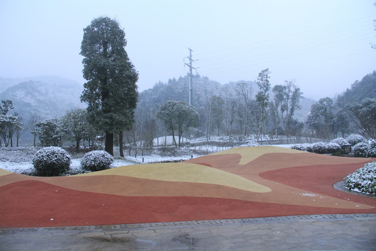 长沙梅溪湖桃花岭雪景