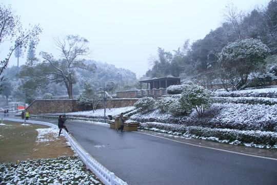 长沙梅溪湖桃花岭雪景