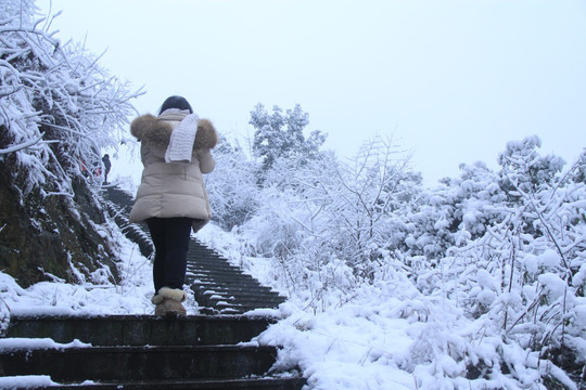 长沙梅溪湖桃花岭雪景