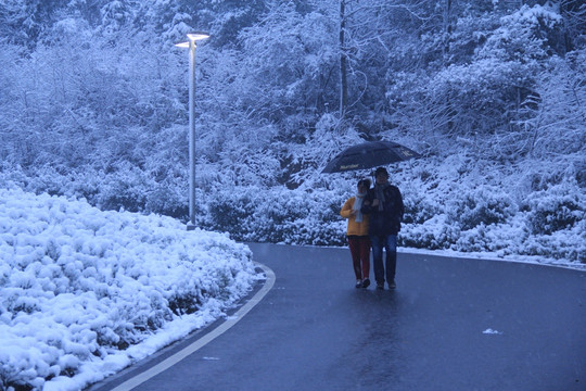 长沙梅溪湖桃花岭雪景