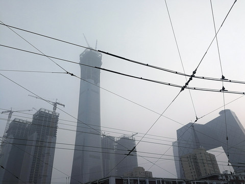 中国尊 央视大楼 电线