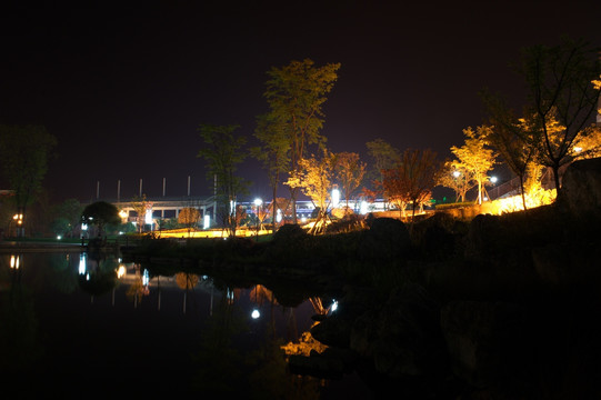 阿坝师范学院南湖高清夜景