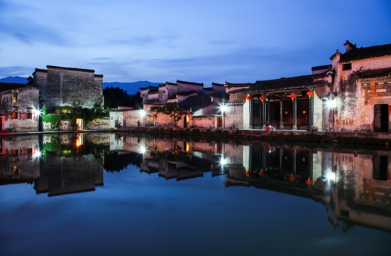 安徽宏村 宏村夜景 月沼夜景