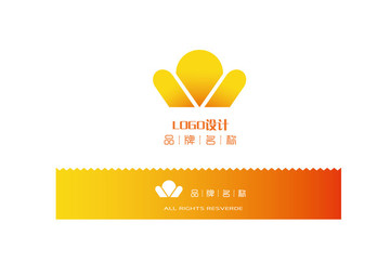 原创皇冠元宝logo 字母W