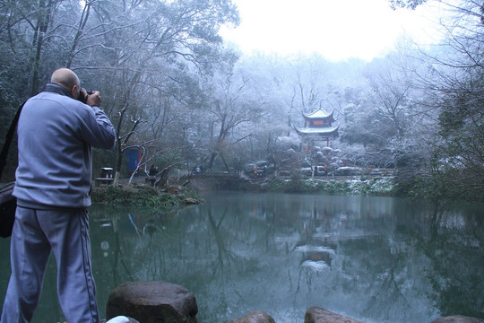 岳麓山爱晚亭雪景