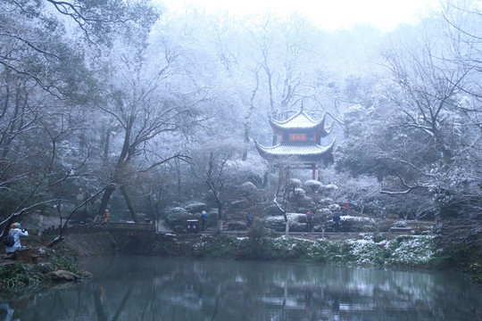 岳麓山爱晚亭雪景