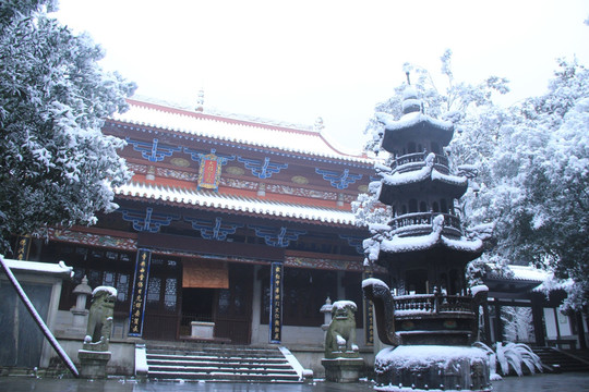 岳麓山麓山寺雪景