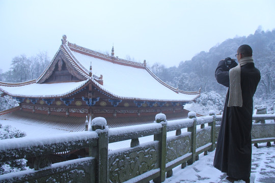 岳麓山赏雪景拍雪景