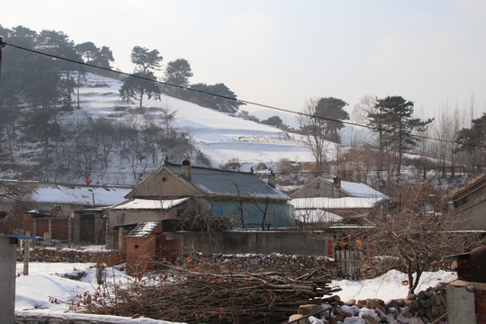 东北农村山区雪景