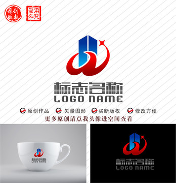 WH字母DW楼飞鸟鹰logo