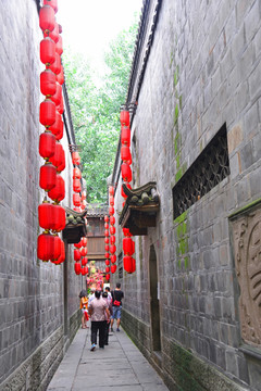 成都锦里古街 小巷夹道